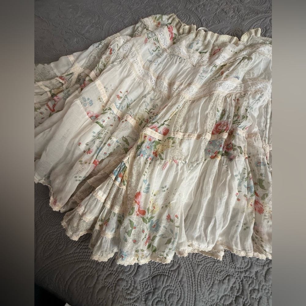 Vintage Johnny Was Floral Cream Skirt Sz M🎀 - Picture 8 of 11